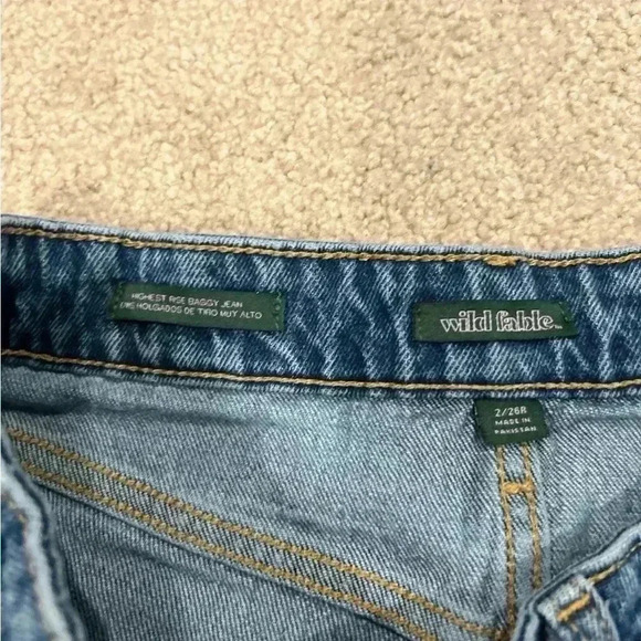 Wild fable blue distressed highest rise baggy jean shorts in size 2 / 26 - Picture 3 of 3